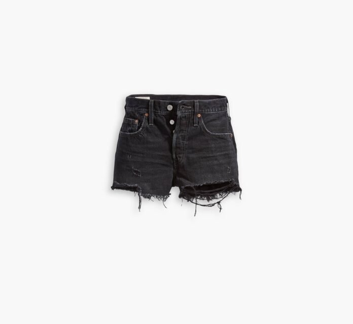 Levi Black Denim Shorts With Buttons